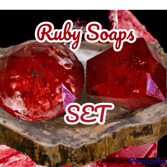 Hand Crafted Bath & Body Gem Soap Rock Ruby Red Crystal Rock Soap